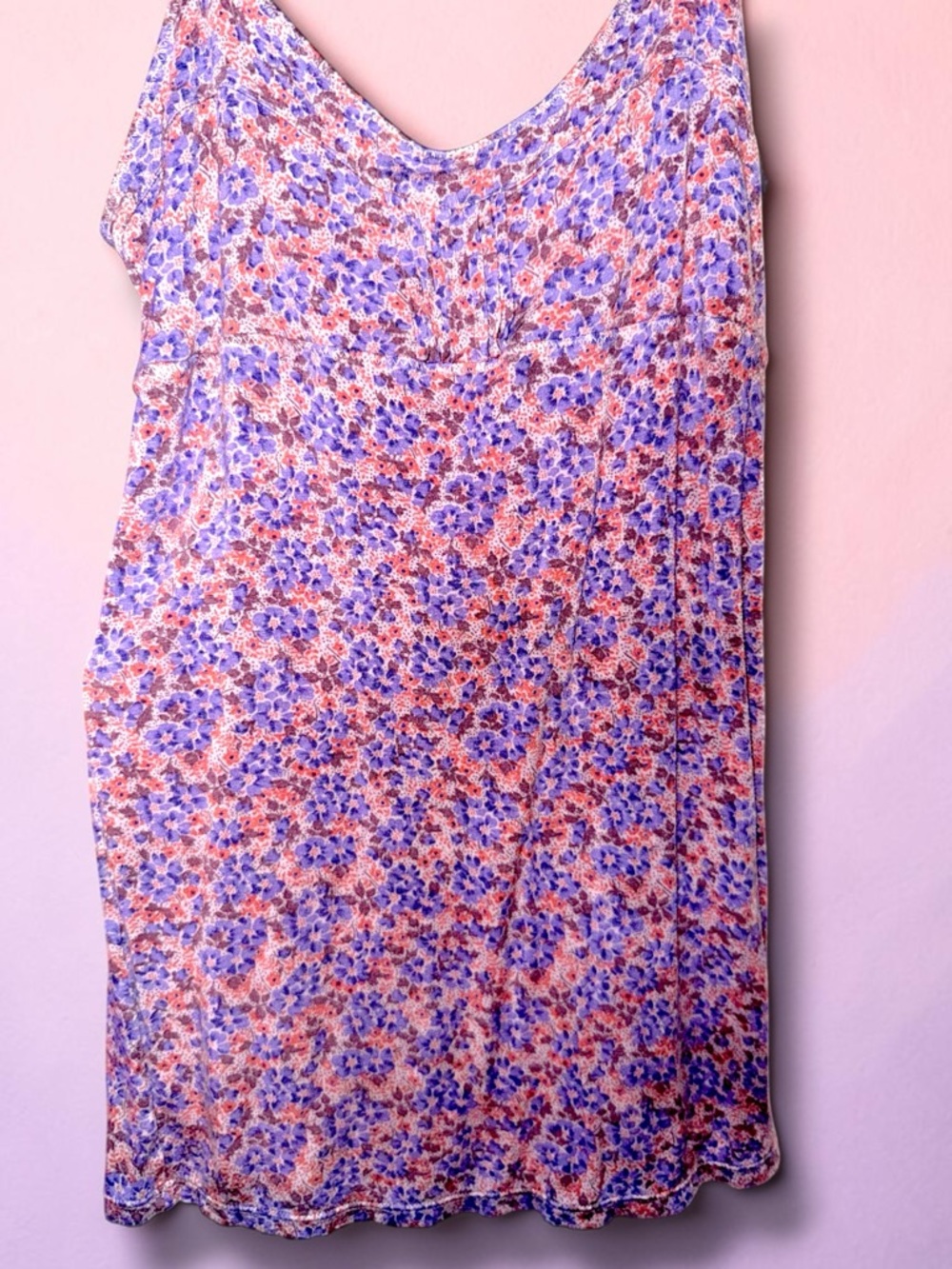 Free People-Vintage Y2K Pink & Purple Floral Bodycon Spaghetti Strap-Size S - Picture 5 of 5